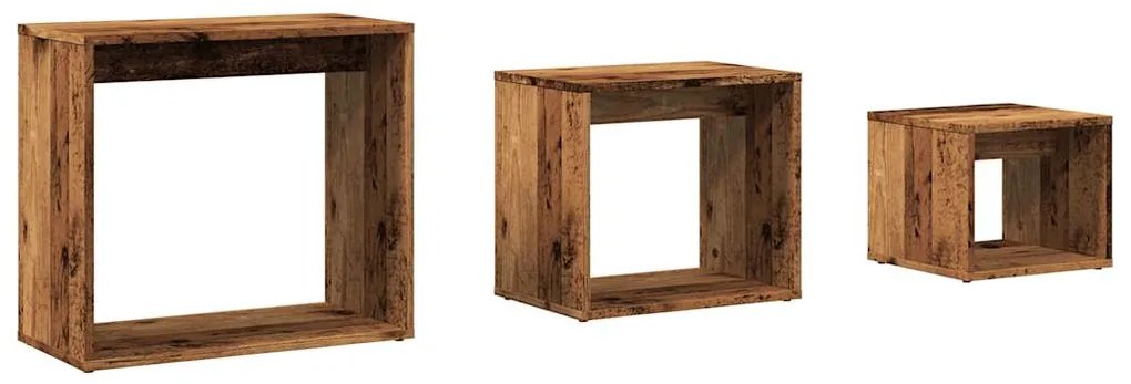 856674 vidaXL Стифиращи маси, 3 бр, старо дърво, инженерно дърво