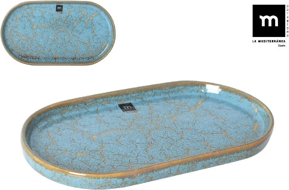 Плато овал LA MEDITERRANEA Scratch Blue, Порцелан - 31×18 cm