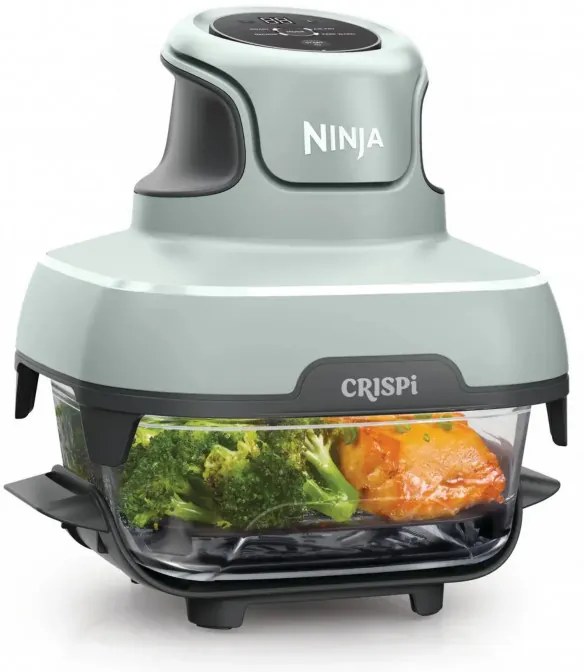 Фритюрник с горещ въздух преносим 4в1 Ninja CRISPi FN101EUSG, 1700W, 3.8l, 6 порции, 2 стъклени контейнера, 4 програми, Без PFAS и BPA, Зелен