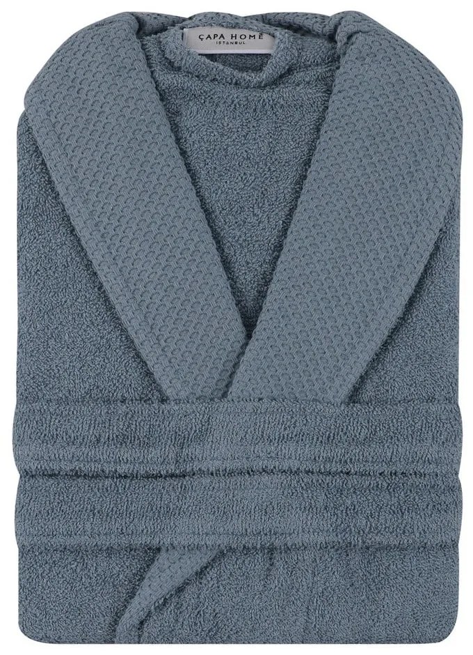 Син памучен халат за баня размер L Cappa - Foutastic