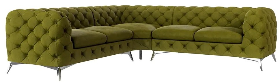Зелен кадифен ъглов диван Chelsea – Ropez