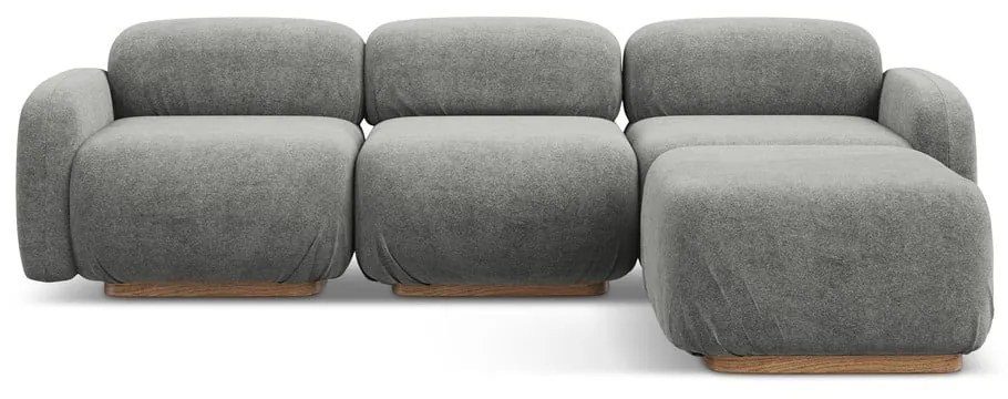 Сив модулен ъглов диван от букле Ailani – Makamii