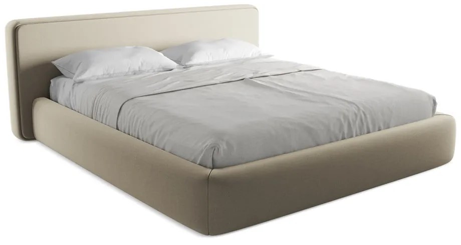 Бежово двойно тапицирано легло с място за съхранение и включена подматрачна рамка 180x200 cm Kiana – Makamii