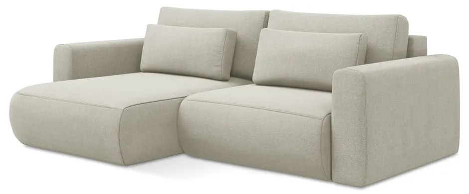 Бежов разтегателен ъглов диван с място за съхранение (ляв ъгъл) Kapua – Makamii