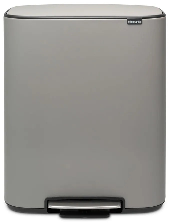 Светлосиво стоманено кошче за боклук за рециклиране с педал 60 l Bo – Brabantia