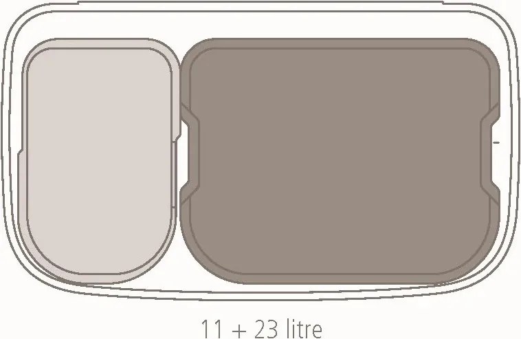 Кош за боклук Brabantia Bo Touch 1008855, 11+23 л, Плавно и безшумно отваряне, Голям отвор, Тъмносив