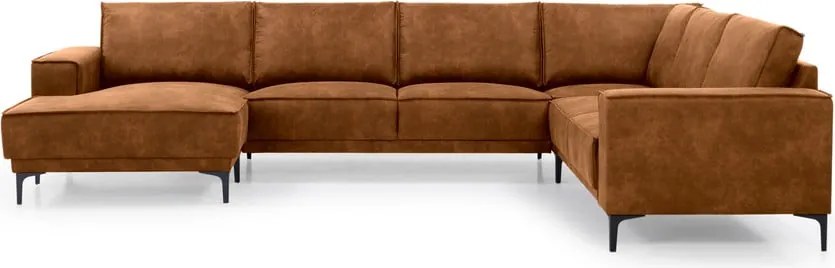 Кафяв ъглов диван от изкуствена кожа (ляв ъгъл/"U") Copenhagen - Scandic
