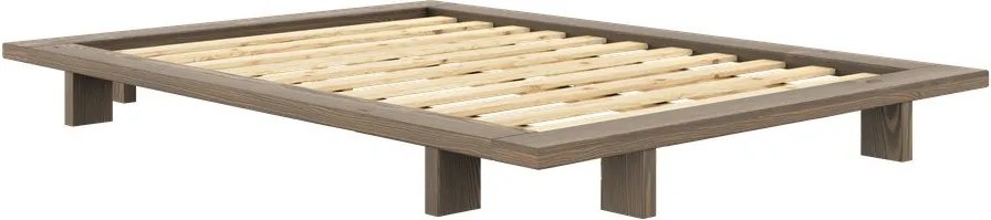Кафяво двойно легло от борова дървесина с решетка 140x200 cm Japan - Karup Design