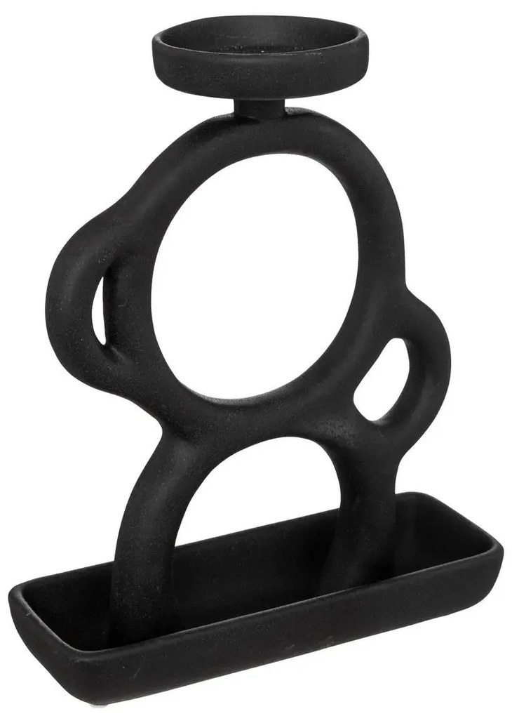 Свещник atmosphera Sab Olme, Керамика, Черен, 25 cm