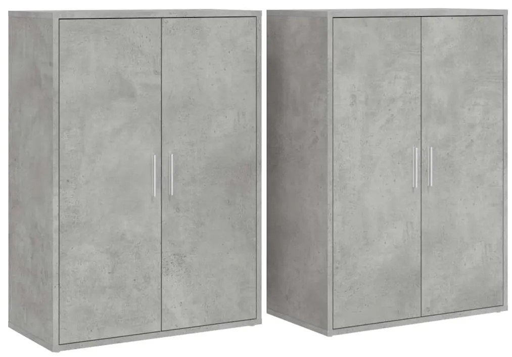 3276570 vidaXL Сайдборди, 2 бр, бетонно сиви, 60x31x84 см, инженерно дърво