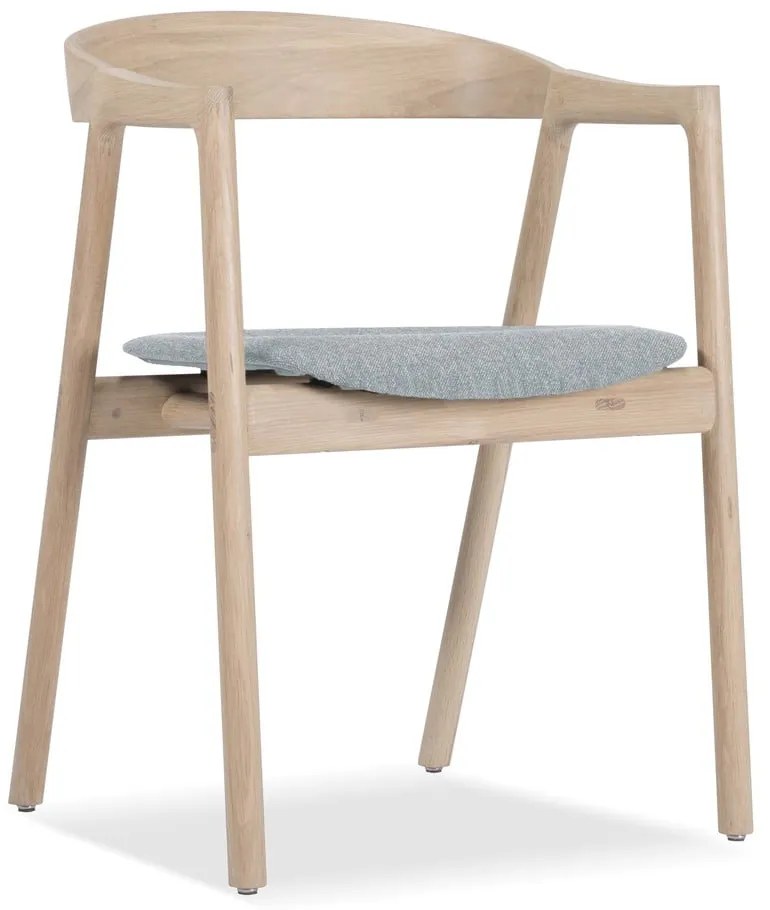 Трапезен стол от масивна дъбова дървесина със синьо-сива седалка Muna - Gazzda