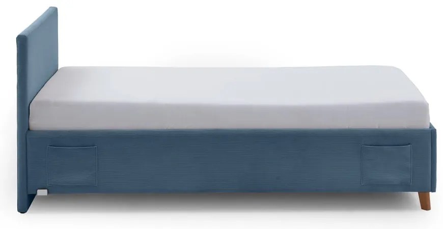 Синьо тапицирано детско легло 140x200 cm без ламелно дъно Cool – Meise Möbel