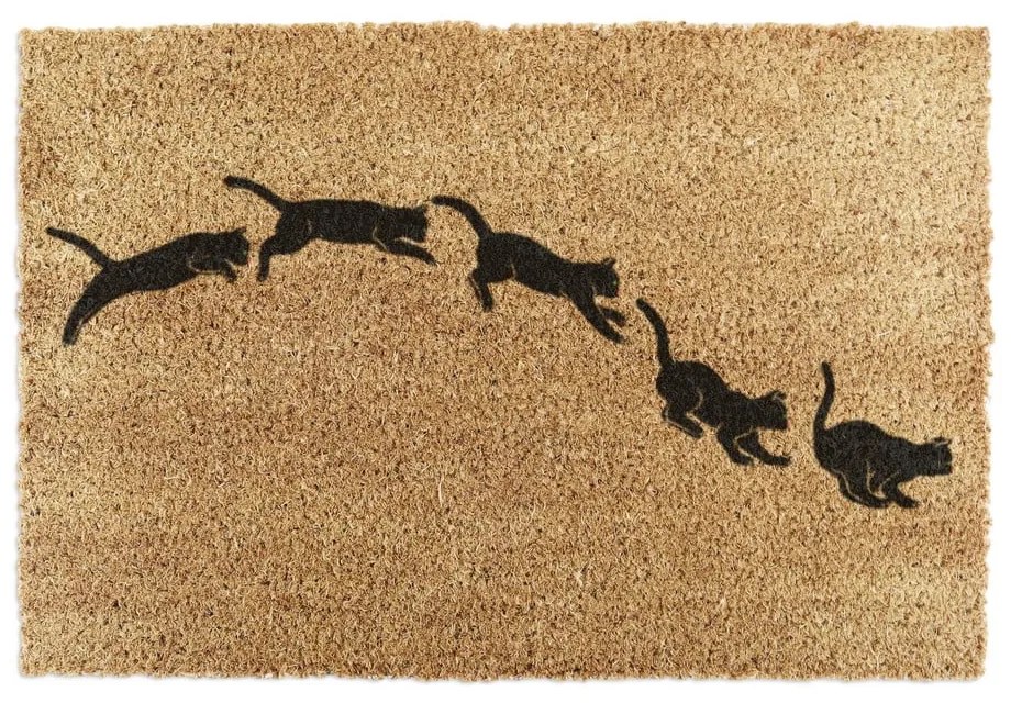 Изтривалка от кокосови влакна 60x90 cm Jumping Cats – Artsy Doormats