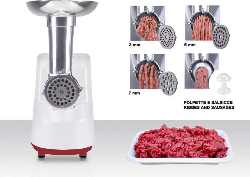 Месомелачка с приставка за домати Beper P102ROB200, 1200W, 3 ножа, ABS, Обратна функция, Бял