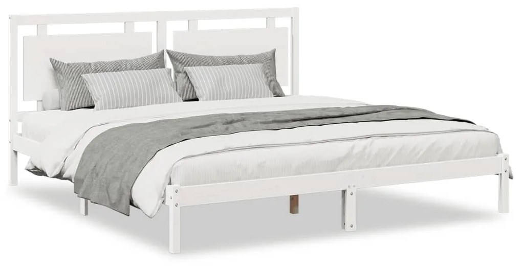 3309208 vidaXL Рамка за легло без матрак, бял, 200x220 см, масивна дървесина