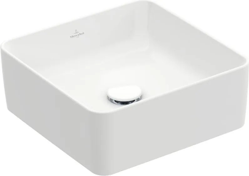 Умивалник за монтаж върху плот, Collaro, квадратен, 380 х 380 х 145mm, alpin white