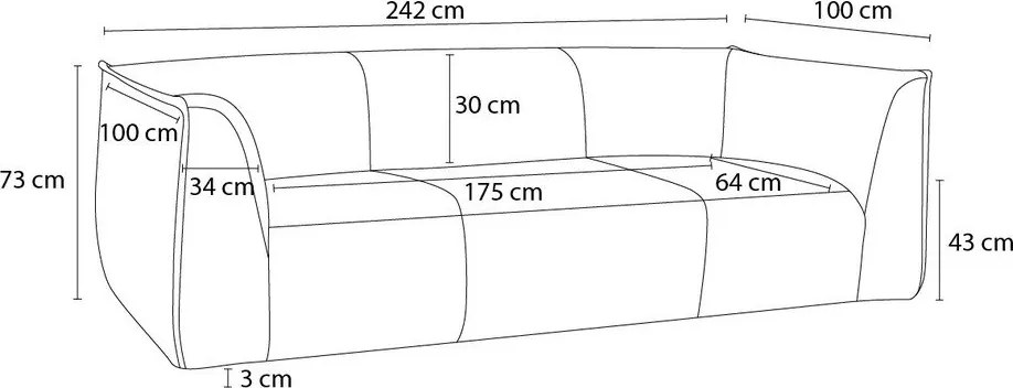 Бежов диван от рипсено кадифе 242 cm Giorgia – Bobochic Paris