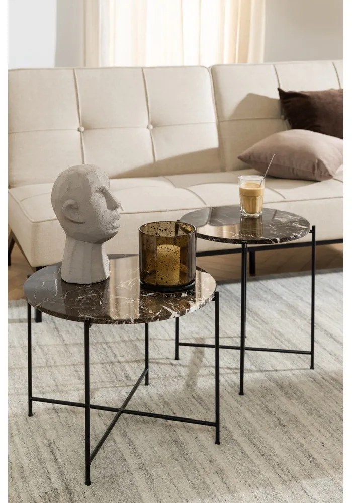 Кръгла странична масичка с мраморна плоча ø 52 cm Avila – Actona