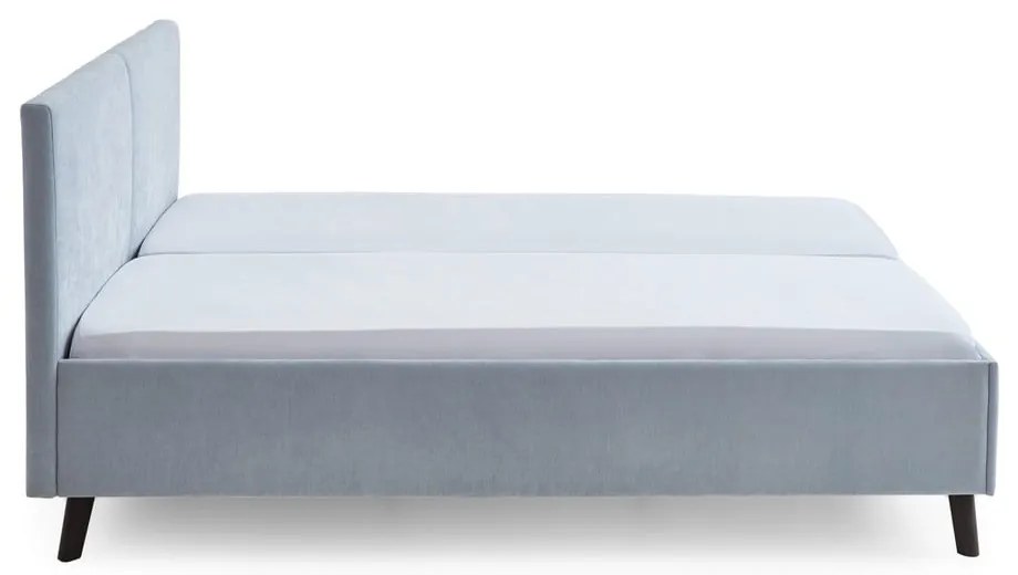 Светлосиньо двойно легло 180x200 cm тапицирано с включена подматрачна рамка Piano – Meise Möbel