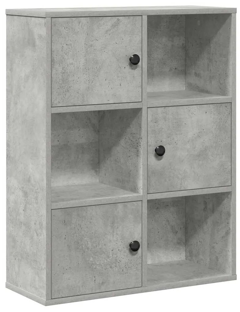 860385 vidaXL Библиотека, бетонно сива, 60x24x76,5 см, инженерно дърво