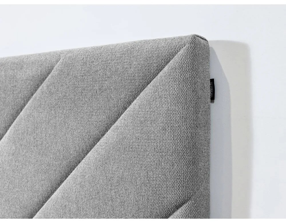 Светлосиво тапицирано двойно легло с включена подматрачна рамка 140x190 cm Romane – Bobochic Paris