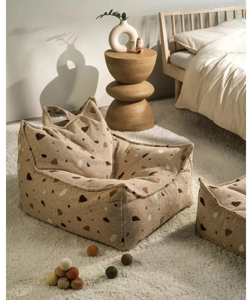 Светлокафяв детски пуф от букле и шенил Terrazzo Chair – Wigiwama
