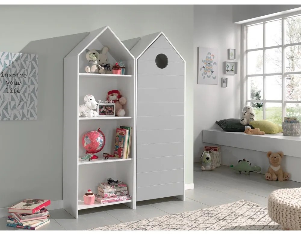 Отворен детски гардероб в бял и светлосив цвят 115x171,5 cm CASAMI – Vipack