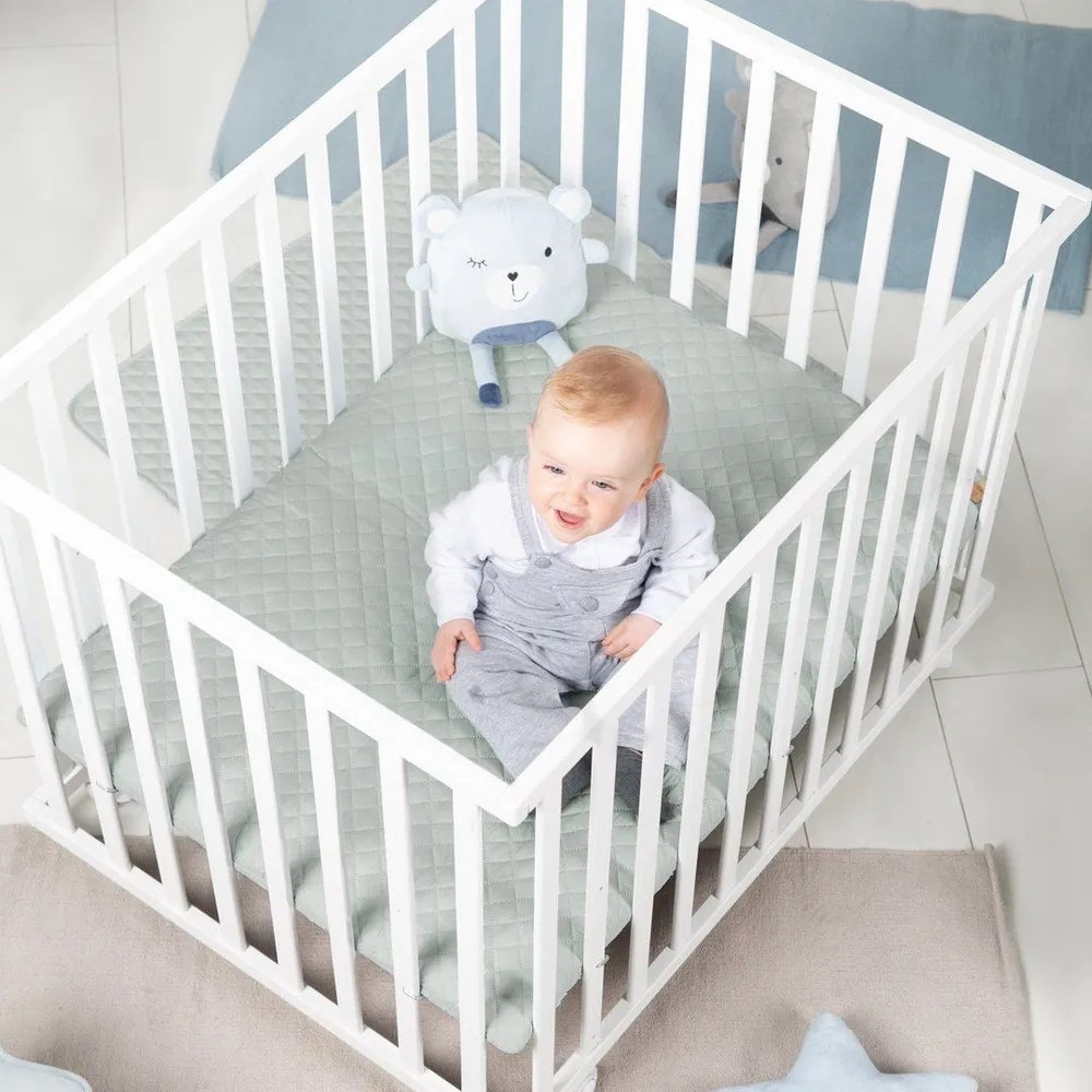 Бяла кошара за игра 100x75 cm на колелца Style – Roba