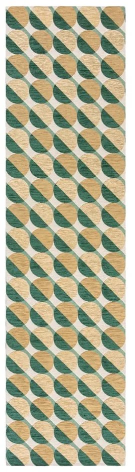 Жълто-зелена пътека 60x230 cm Carlos Circle Geo – Flair Rugs