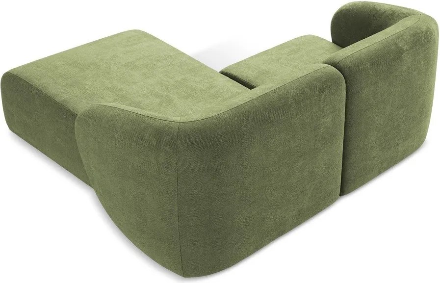 Зелен шенилов ъглов диван (десен ъгъл) Lani – Makamii