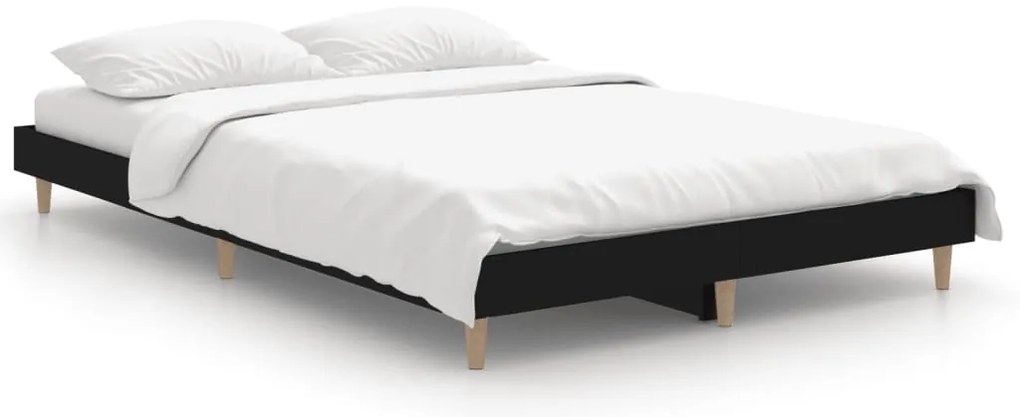 832086 vidaXL Рамка за легло, черна, 120x190 см, инженерно дърво