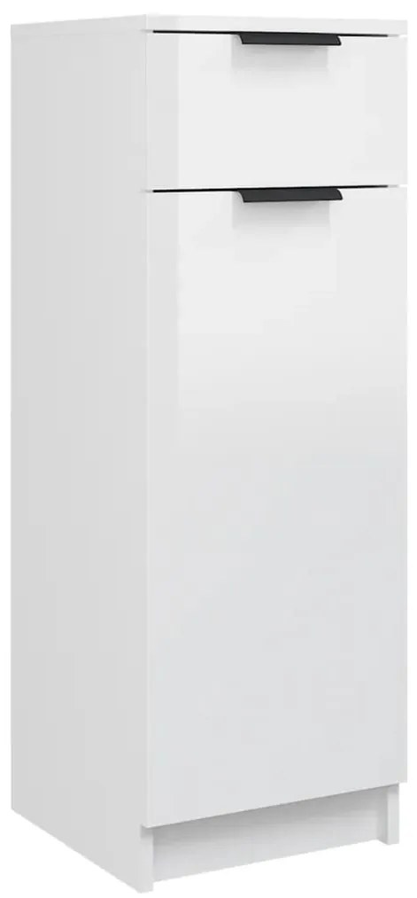 811292 vidaXL Шкаф за баня, бял гланц, 32x33,5x90 см, инженерно дърво