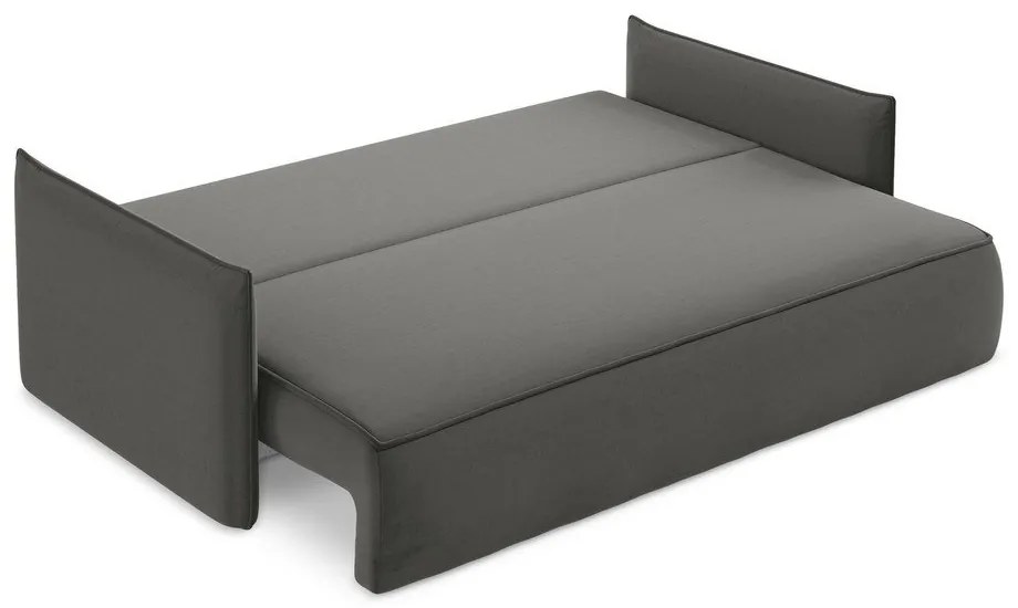 Тъмносив кадифен разтегателен диван с място за съхранение 225 cm Hula – Makamii