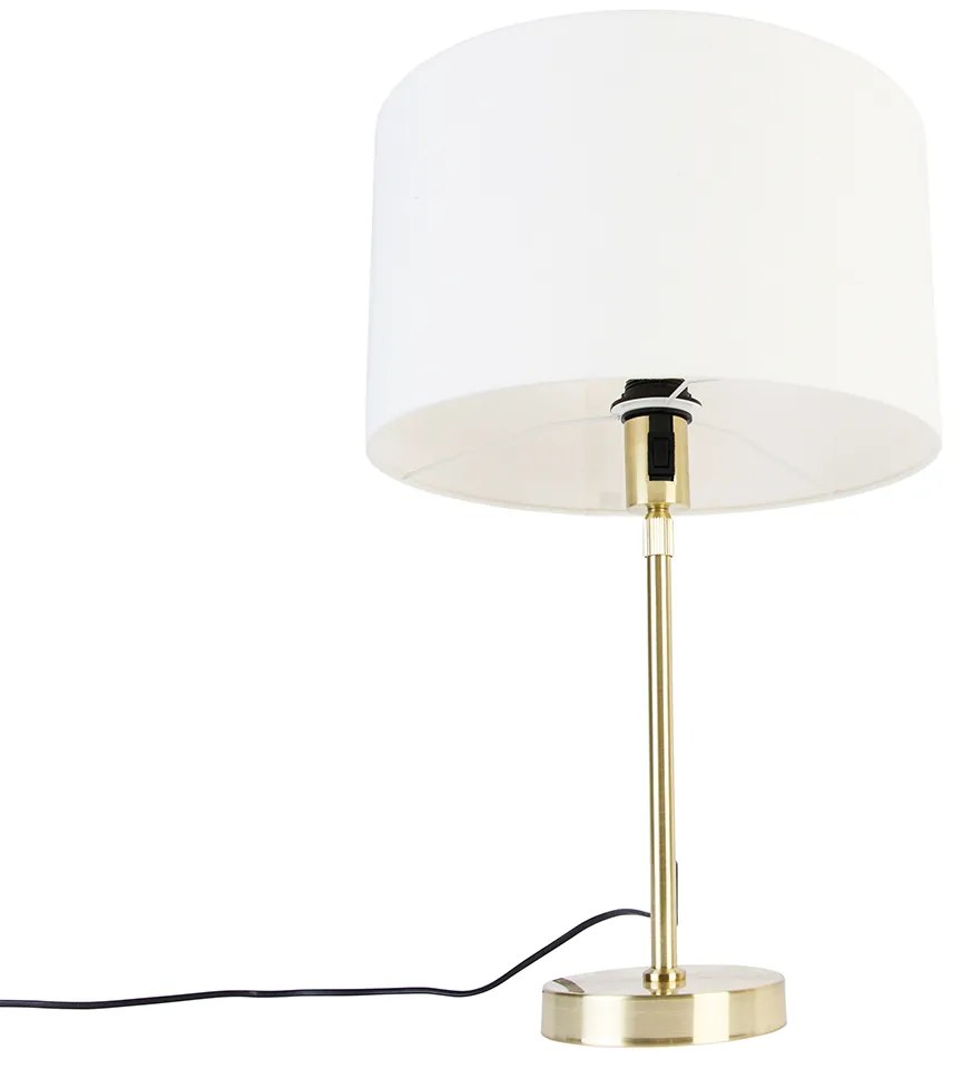 Настолна лампа златиста регулируема с абажур бял 35 см - Parte