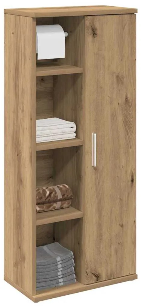 858532 vidaXL Шкаф за баня с държач за ролки, дъб артизан, 39x22x90 см