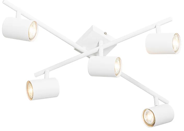 Модерна таванна лампа бяла 5-светлина регулируема квадратна - Jeana