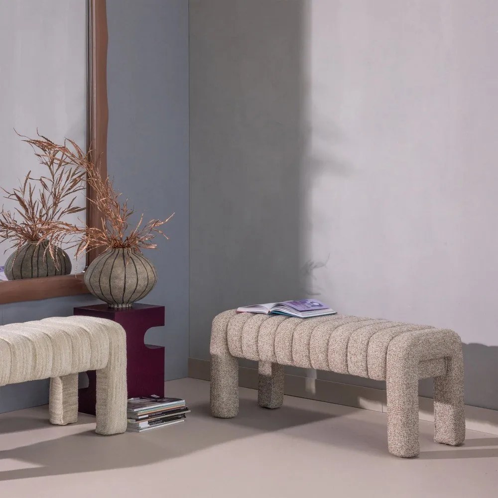 Светлокафява подплатена пейка от прежда с примки от букле Frex – WOOOD