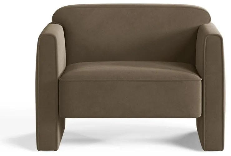 Кафяво-сиво кадифено кресло Abby – Micadoni