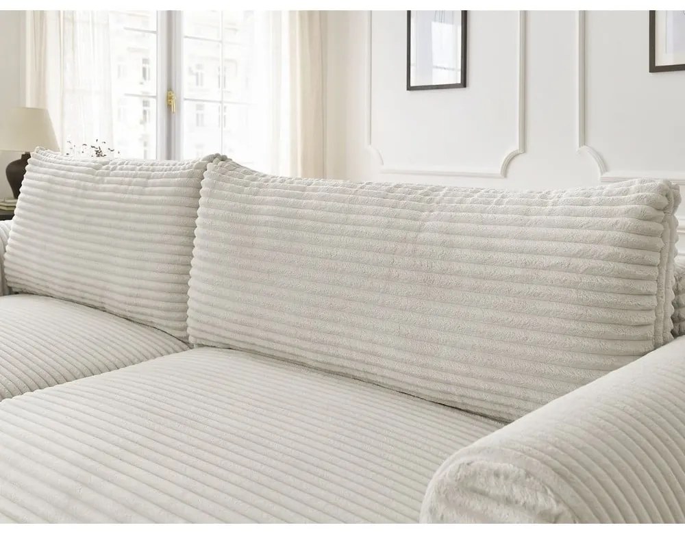 Кремав разтегателен ъглов диван от рипсено кадифе (ляв ъгъл) Lucien – Bobochic Paris