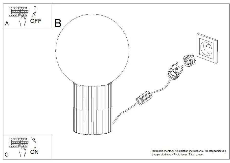 Бордо настолна лампа със стъклен абажур (височина 19 cm) Orbital – Sollux