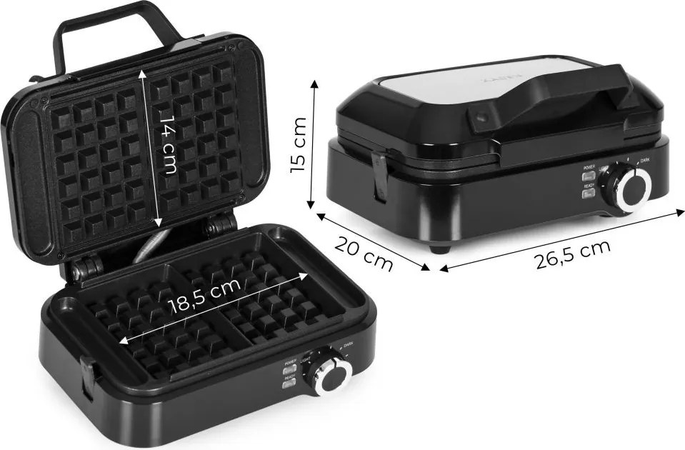 Вафладжийница, вафладжийница с незалепващи плочи - 1200 W с контрол на температурата