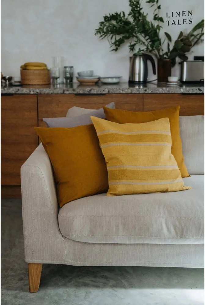 Ленена калъфка за възглавница 40x40 cm Amber Bronze Stripes – Linen Tales