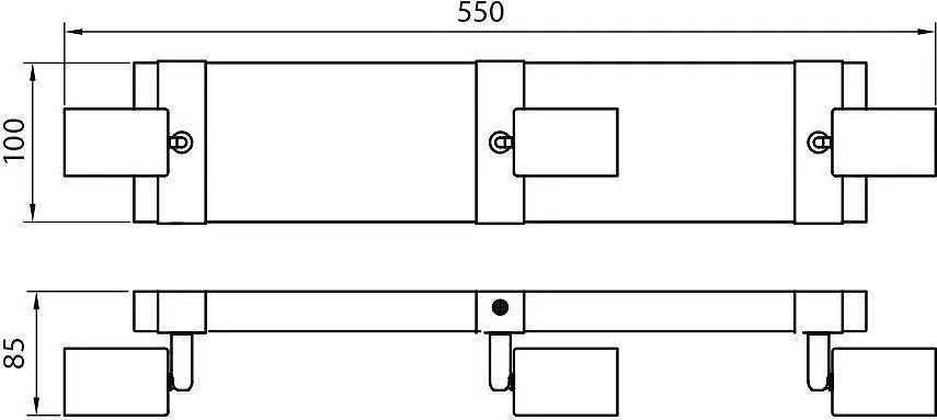 Линеен спот за таван LORENZO, черен, 3хE27