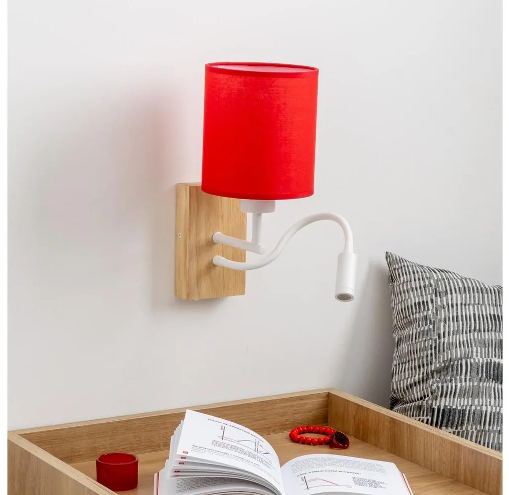 Brilagi - LED Аплик NUBILA WOOD 1xE27/25W/230V + LED/3W дъб/червен