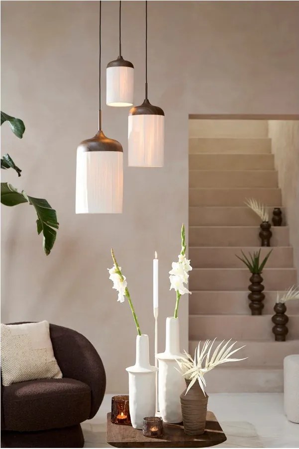 Тъмнокафяво висящо осветително тяло с текстилен абажур ø 22 cm Dania – Light &amp; Living