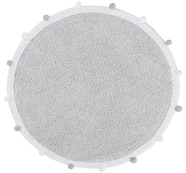 Светлосив ръчно изработен памучен детски килим подходящ за пране ø120 cm Bubbly – Lorena Canals