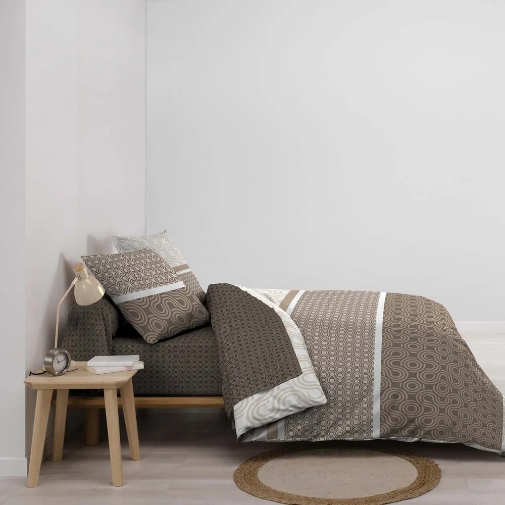 Кафяво двойно удължено памучно спално бельо с включен долен чаршаф 6 части 240x220 cm Pacha – douceur d'intérieur