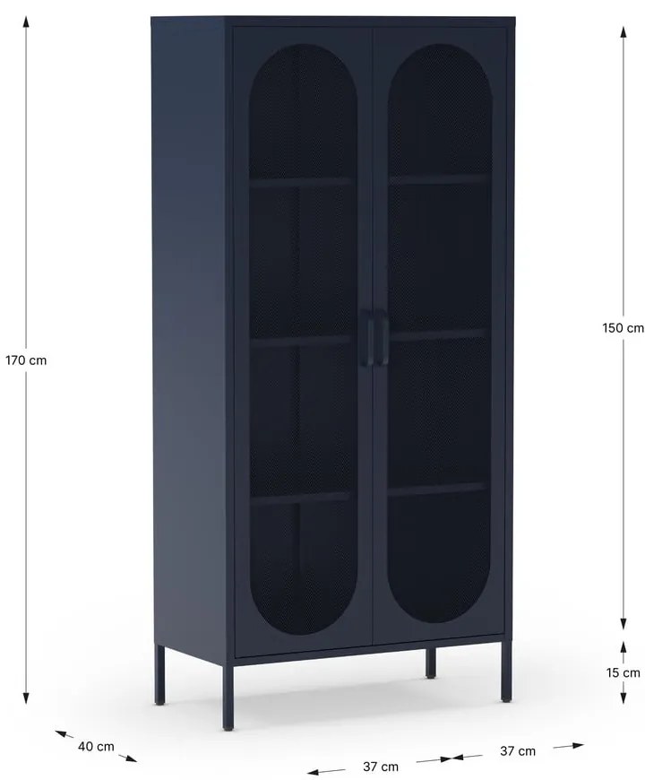 Тъмносиньо метално шкафче 80x170x40 cm Diora – Marckeric