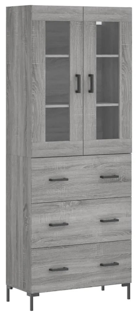 3198407 vidaXL Висок шкаф, сив сонома, 69,5x34x180 см, инженерно дърво