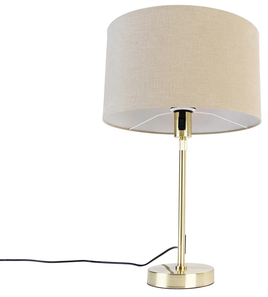 Настолна лампа златиста регулируема с абажур светлокафяв 35 см - Parte